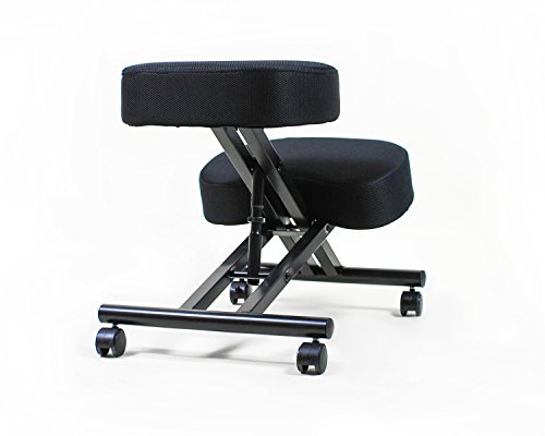Sleekform Kneeling Posture Chair | Ergonomic Office Desk Knee Stool Relieving Back & Neck Pain | Computer Seat, Wheels & Adjustable Height | Backless Meditation Seat | 4" Ergo Mesh Cushions