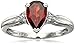 Amazon Collection Sterling Silver Garnet and Lab White Sapphire Pear Shape Ring, Size 7