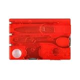 Camping Tool,Hmane Stainless Steel Multi-functional Pocket Swisscard with 13 Functions - Red