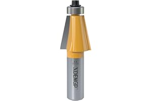 XDENGP 11.25 Degree Chamfer Router Bit with 1 Inch Cutting Length,1/2 Inch shank Carbide Edge Forming Bevel Router Bit with Bearing, Chamfer Bit Miter Angle Milling Cutters Tool