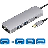 USB C Hub, Type C to HDMI Adapter, 4 in 1 Multi-function Type C Hub with HDMI &amp; 2 USB3.0 &amp; PD Charging Port, Support 4K(3840X2160)@30HZ HDMI Output for MacBook Pro, Google Chromebook and More