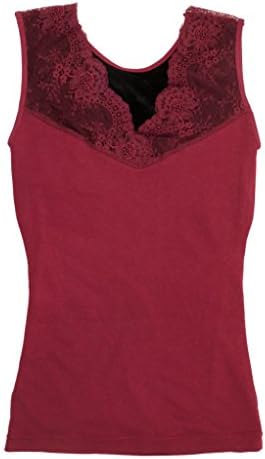 Women's Lace Thermal Vest Shaper Top (ML, Burgundy)
