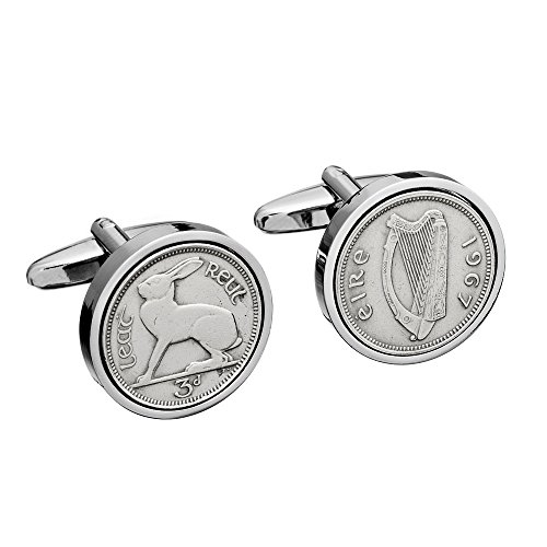 50th Birthday Cufflinks -Lucky 1967 - Irish Threepence Coin Cufflinks