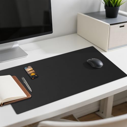 Xcdhemde® Desk Mat 80 x 40 cm, Desk Protector Black | Desk Mat, Waterproof, Non-Slip, XXL, PU Leather, for Keyboard, PC, Laptop, Suitable for Gaming, Office, Home