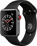 Apple Watch Series 3 (GPS + Cellular), 42mm Space Gray Aluminum Case with Black Sport Band - Grey