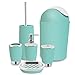 Bathroom Accessories Sets Complete, Update 6 Pieces Luxury Bathroom Ensemble Set Collection with Lotion Dispenser Toothbrush Holder Bathroom Tumblers Soap Dish Trash Can Toilet Brush (Mint Green 2)