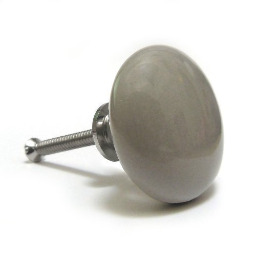 Painted Light Grey Ceramic Cupboard Door Knob. 37mm grey rounded handle is ideal for decorating your furniture doors. Supplied with screw that suits doors up to 21mm. Timeless grey colour suits all décor styles.