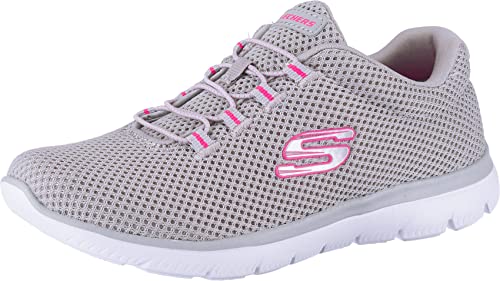 Mujer Summits 12985 Zapatillas, Gray Mesh/ Hot Pink Trim, 39 EU