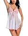 Avidlove Women's Lingerie Lace Babydoll Sleepwear Lace Splicing Chemises White XXL