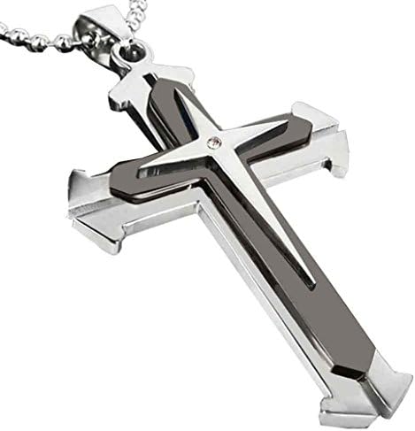 Necklaces for Unisex,TPTPT Stainless Steel Cross Pendant Necklace Chain Jewelry &amp; Watches Necklaces &amp; Pendants (Black)