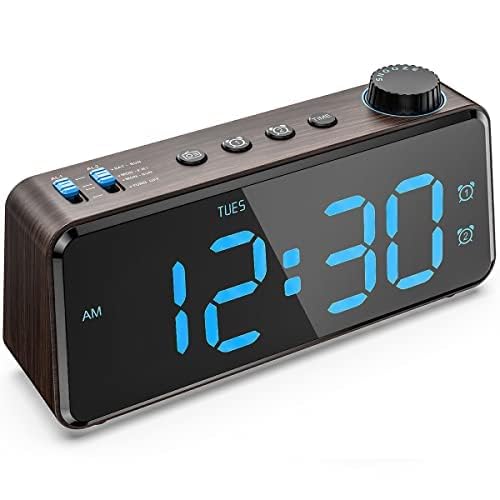 ANJANK Digitaler Radiowecker - 0-100% Dimmbares,Doppelwecker mit Wochentags/Wochenend, USB-Ladegerät,Einfache Einstellung,Netzbetrieb mit Batterie-Backup,Großes Display,Sehr Gut Lesbar Im Ganzen Raum 2