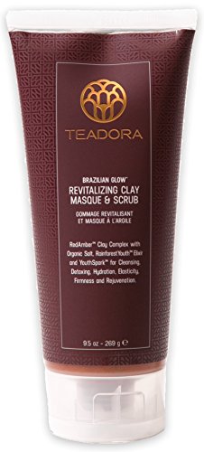 Teadora Brazilian Glow Exfoliating Sea Salt Scrub Vitamin C Acai, Maracuja Babassu Adiroba Red Kaolin Clay Face Mask, Sea Salt Body Scrub, Detoxes Moisturizes Improves Skin Elasticity Firms Promotes Glowing Skin