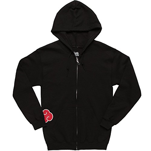 Naruto Shippuden Red Clouds Adult Hoodie (Medium, Black)