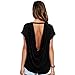 Start 2016 Women Casual Soft Loose Batwing Sleeve Backless Shirt (Black, US=10)