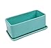 Vencer 10 Inch Rectangular Modern Minimalist Ceramic Succulent Planter Pot - Window Box with Saucer,Office Desktop Potted Stand,Turquoise,VF-001T
