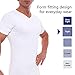 Men's Slimming Light Compression V-Neck Shirt - Short Sleeve Body Shaper T-Shirt for Weight Loss (White, Large)