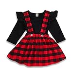 ZOELNIC Baby Girls Suspender Skirt Set Ruffle Long