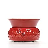 Hosley Candle Company Red Ceramic Electric Fragrance Warmer. Ideal for spa and aromatherapy. Use with HOSLEY brand wax melts / cubes, essential oils and fragrance oils.