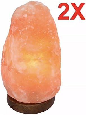 AMSkart - Salt Lamp 2-4 Lbs Pack of 2 UL Listed Dimmer Light Cord 15 Watt Bulb Wooden Base Himalayan Natural Ionic Air Purifier Pink Rock Salt Lamps Unique Gift Idea Lot of 2