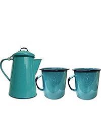 Esmalte Bote de café y 2 Taza Set