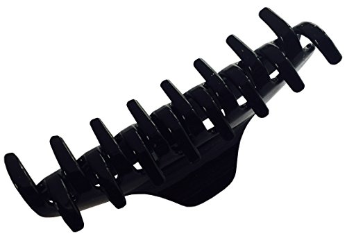 Parcelona French Boss Thin Glossy Black Medium Covered Spring Jaw Hair Claw Clip Clutcher Clamp