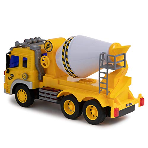 Cement Mixer Truck Toy with Light & Sound Effects - Friction Powered Wheels & Rotating Concrete Mixer - Heavy Duty Plastic Vehicle Toy for Kids & Children by Toy To Enjoy