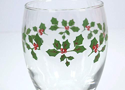 Water Goblets Set of 6-16.25 oz. USA MADE! Impressive, Durable, Multi Purpose Glasses: Ice Tea, Beer, Sangria, Cocktails Great for Christmas & Daily Use. Adorned with Holly Leaves & Berries((6) - Thumbnail 2