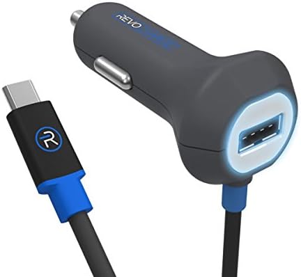 Revocharge 3.4A / 17W Single Port LED USB Car Charger with Wired Micro USB Connector and Rapid Charge for Android Samsung Galaxy S4 S5 S6 Edge, LG Optimus, HTC One, Motorola, Nokia, Nexus