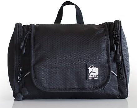 Hanging Toiletry Bag with Suction Cup, By Happy Traveler. Side Pockets with Dual Zippers. For Men & Women. Lightweight and Durable. Perfect for Camping, the Gym and Travel.