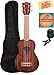 Kala KA-15S-H2 Satin Mahogany Soprano Ukulele - Hawaiian Islands & Tattoo Bundle with Gig Bag, Tuner, Austin Bazaar Instructional DVD, and Polishing Cloth