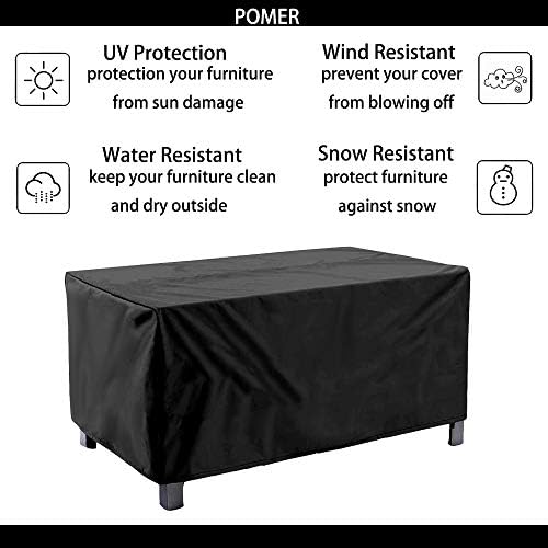 Pomer Square Patio Table Chair Set Cover 47x47x29inch Waterproof Outdoor Durable Furniture Cover Black Furniture Set Covers