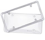 Zone Tech Clear License Plate Shield Combo - Premium Quality License Plate Clear Bubble Shield and Chrome Frame Bracket