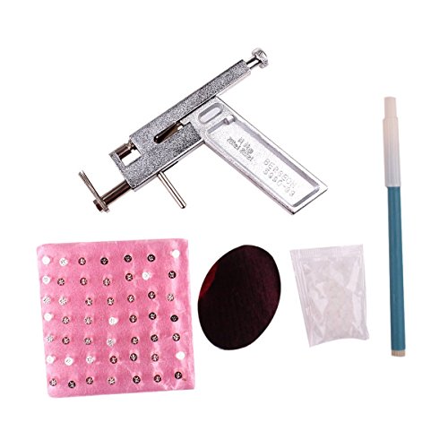 Zcargel Professional Steel Ear Nose Navel Body Piercing Gun Tool Kit free 49 Pairs Steel Studs Supply with Stylus