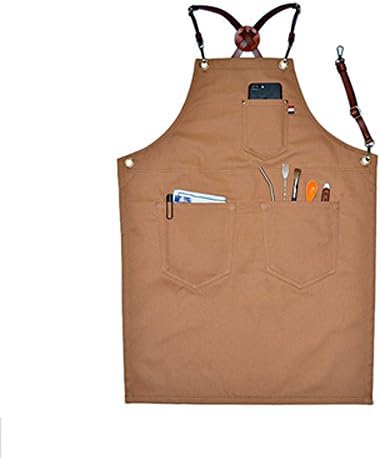 Cotton Kitchen Apron VANORIG Adjustable Bib Apron with 3 Pockets for Men and Women (brown)