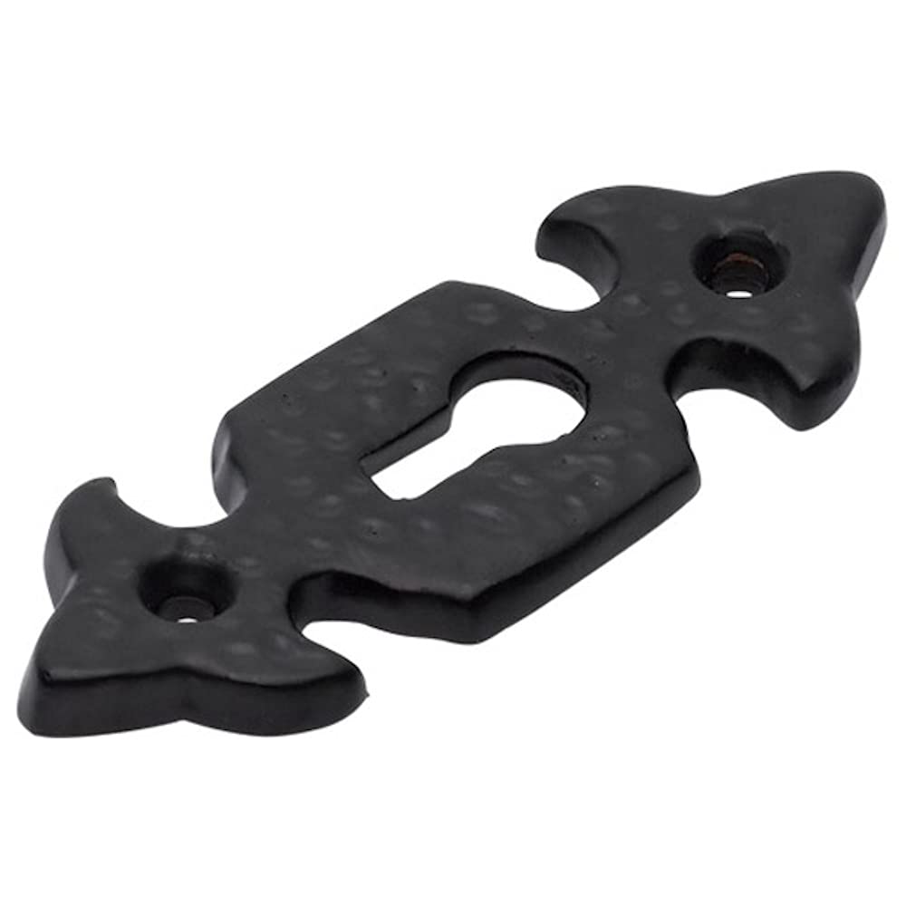 Merriway® BH01796 Fleur-de-Lys Design Open Keyhole Escutcheon - Black Antique