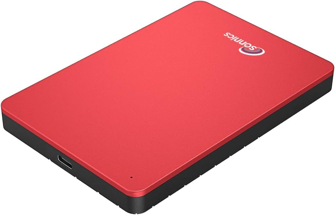 Sonnics 500GB Red External Portable Hard drive type C USB 3.1 Compatible with Windows PC, Mac, Smart tv, XBOX ONE & PS4