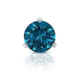 Platinum 3-Prong Round Blue Diamond SINGLE STUD