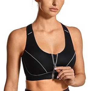 SYROKAN Women’s High Impact Front Closure Wirefree Racerback Full Support Sports Bra