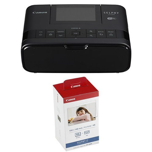 Canon Wireless Compact Photo Printer with AirPrint and Mopria Device Printing, Black + Color Ink and 108 Sheet 4 x 6 Paper Set