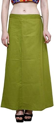 Stylesindia Women's Cotton Readymade Indian Inskirt Saree Petticoats Underskirt - Free Size-Olive