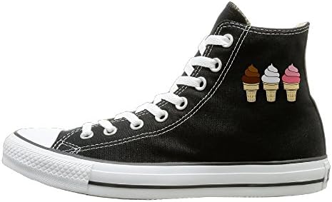 Shenigon Ice Cream Cones Canvas Shoes High Top Sport Black Sneakers Unisex Style 39