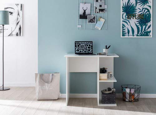 Wohnling Computertisch WL5.757 Weià Schreibtisch 82 x 60 x 76 cm, Kleiner Laptop PC Tisch Büro ohne Rollen, Bürotisch mit Ablage, Arbeitstisch Klein Nähtisch Kurz Modern – Bild 6