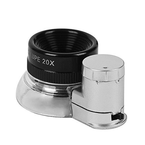 LED Illuminated 20X Jewelers Loupe Magnifier, Newcomdigi Professional Magnifying Glass With Brilliant Clarity Best Recommended for Jewelry, Diamonds, Coins, Miniatures, Engravings, Markings