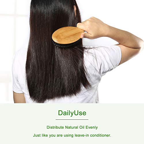 BESTOOL Hair Brush Set-Boar Bristle Hair Brush with Nylon Pins, Bamboo Paddle Detangler Brush, Detangling Adding Shine Brushes for Women Mens and Kids - Thumbnail 2
