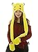 Tonwhar Cartoon Animal Hood Hoodie Hat with Attached Scarf and Mittens (Pikachu)