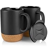 ALELION Ceramic Coffee Mug with Lid, 13 oz Matte
