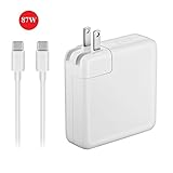 USB-C 87W Power Adapter for Macbook Pro 15 Inch Laptop, Replacement Charger for Macbook Pro Charger, with USB-C to USB-C Charger Cable