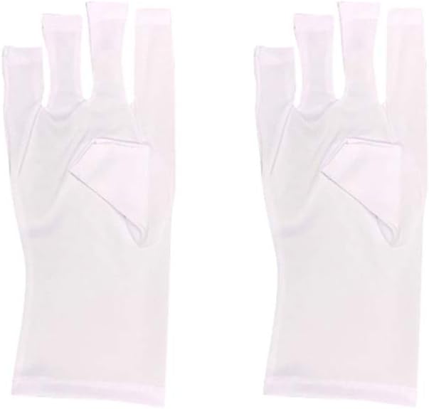 JQjian UV Protective White Gloves For Led Nail Dryer anti-UV Sleeves for Gel Curing Nail Polish (Short)