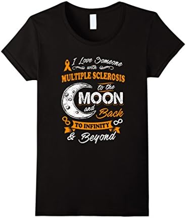 Women's Multiple Sclerosis MS Awareness Moon Back Love T Shirt Large Black
