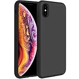 Miracase Liquid Silicone Case Compatible with iPhone Xs (2018)/ iPhone X(2017) 5.8 inch, Gel Rubber Full Body Protection Shockproof Cover Case Drop Protection Case (Black)